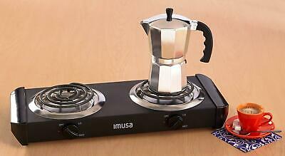 IMUSA USA GAU-80306 Electric Double Burner 1500-Watts , Black - Fresh Stock Dated February 2026