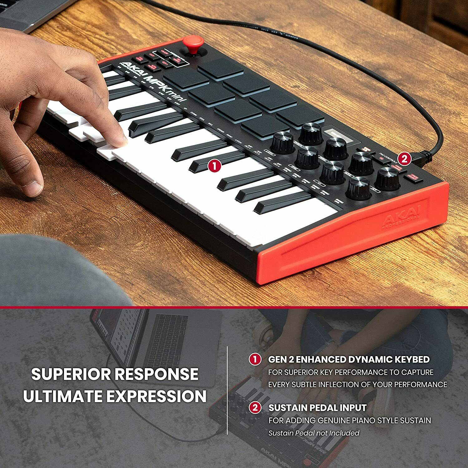 Akai Professional MPK Mini MKIII 25-Key MIDI Controller + USB 2.0 Hub & Cable - Fresh Stock Dated December 2025
