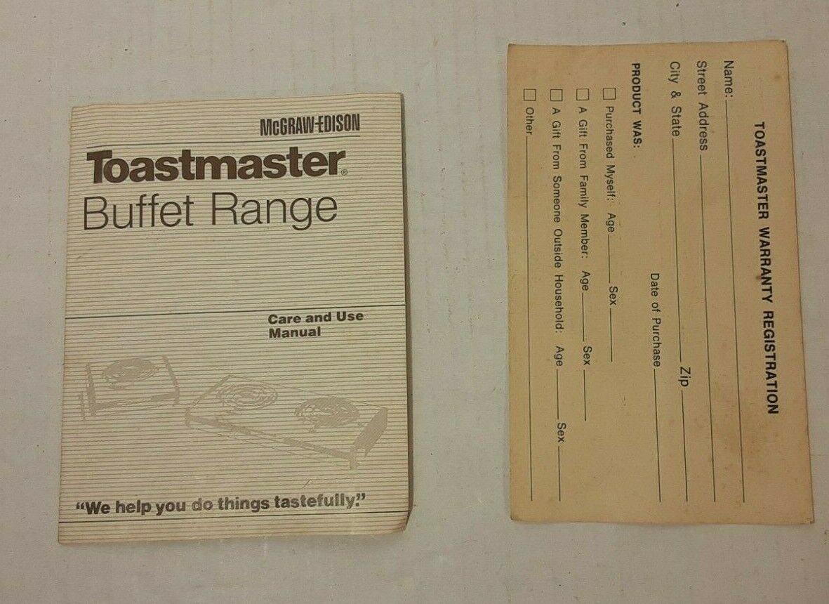 Vintage Toastmaster Buffet Range Model 6407 Double Burner White Instruction Book - Fresh Stock Dated February 2026