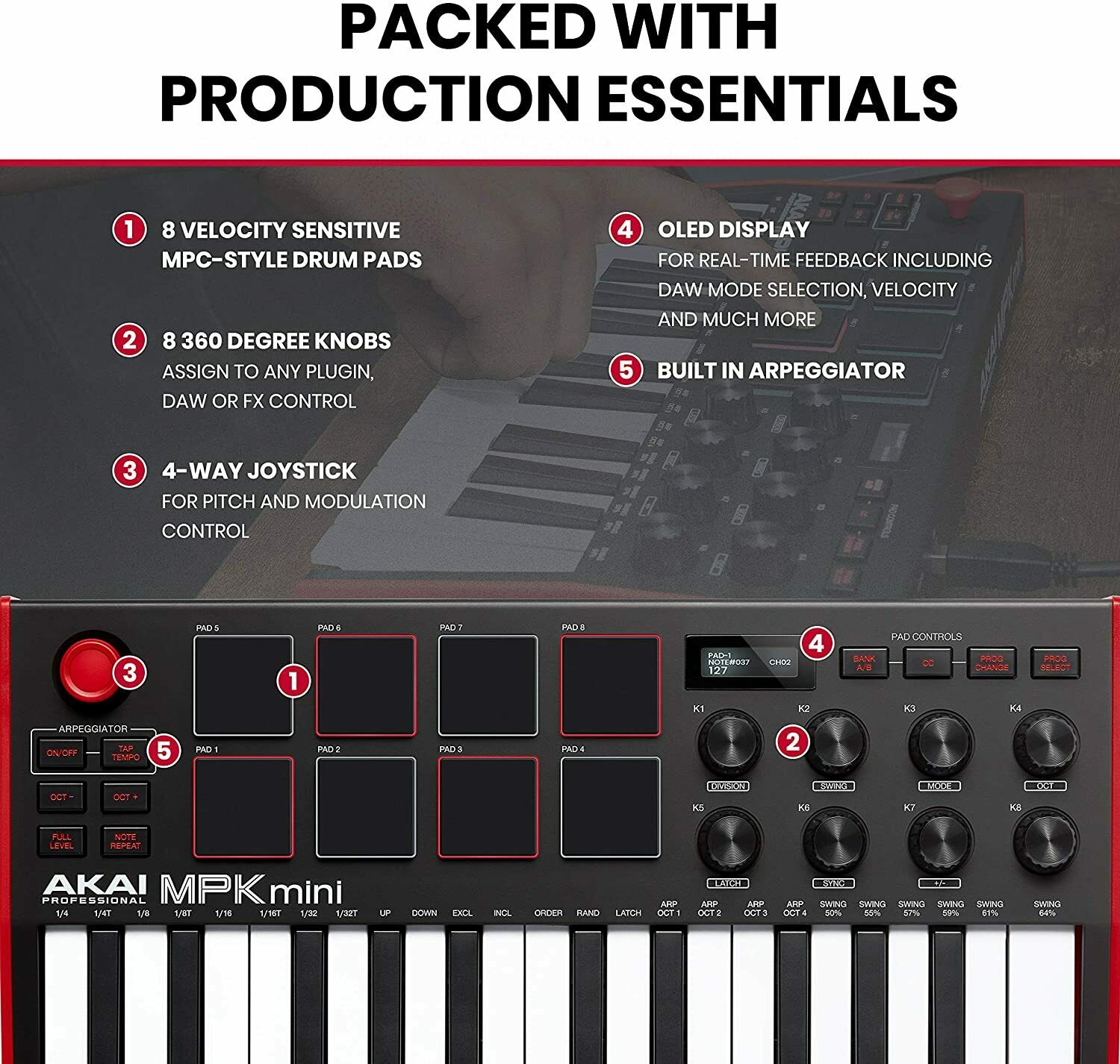 Akai Professional MPK Mini MKIII 25-Key MIDI Controller + USB 2.0 Hub & Cable - Fresh Stock Dated December 2025
