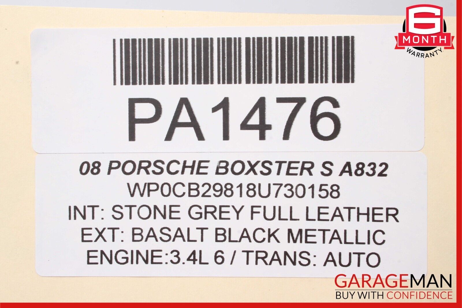 05-08 Porsche Boxster 987 6 Speed Manual Transmission Assembly OEM 80k - Fresh Stock Dated December 2025