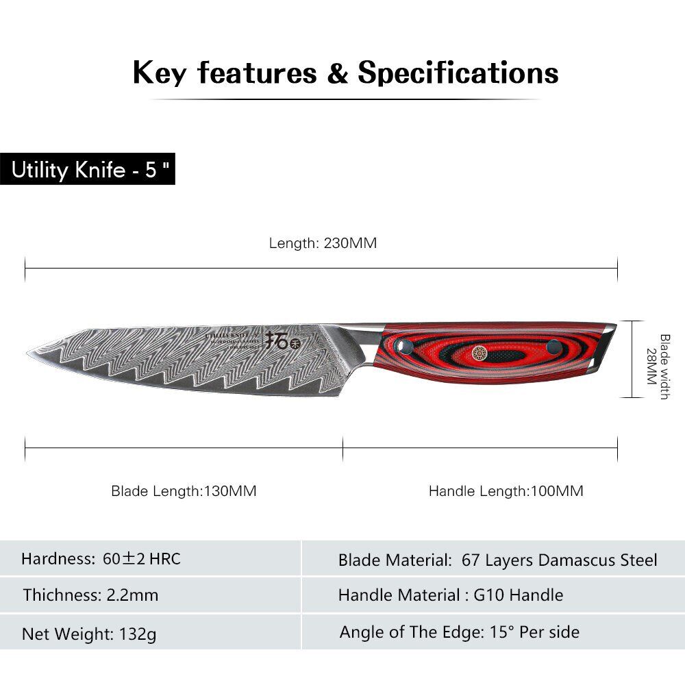 6Pcs TURWHO Boning Santoku Slicing Chef Knives Japanese VG10 Damascus Block Set - Fresh Stock Dated January 2026