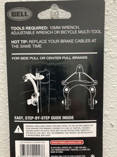 BELL Binder 100 Standard Bike Bicycle Brake Pads (fits most caliper brakes) - Fresh Stock Dated December 2025