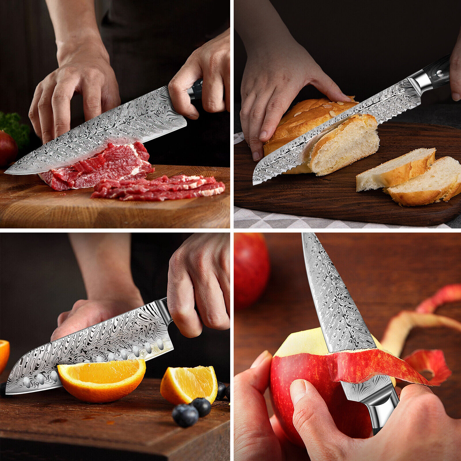 15 Pcs Kitchen Knife Set with Wooden Block Japan Carbon Stainless Steel Knives - Fresh Stock Dated January 2026