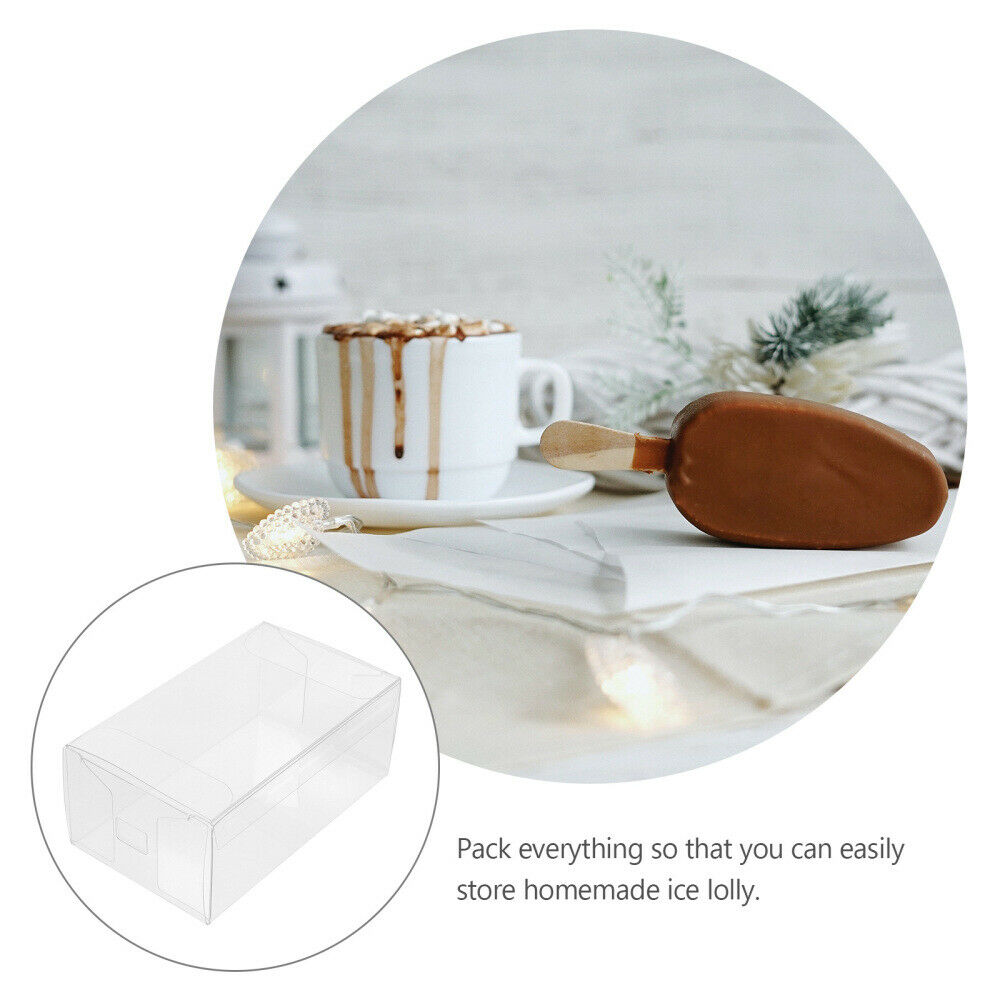 10pcs Transparent Practical Cake Popsicle Boxes Clear Biscuit Boxes - Fresh Stock Dated February 2026
