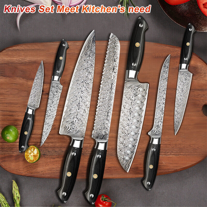 15 Pcs Kitchen Knife Set with Wooden Block Japan Carbon Stainless Steel Knives - Fresh Stock Dated January 2026