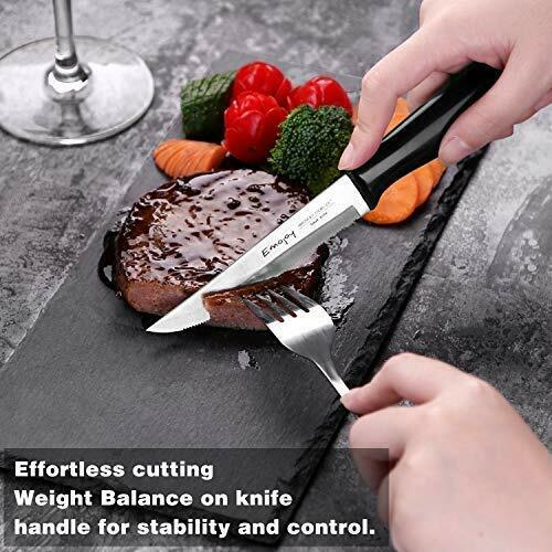Emojoy Knife Set, 15-Piece Kitchen Knife Set with Block Wooden, Black Handle - Fresh Stock Dated January 2026