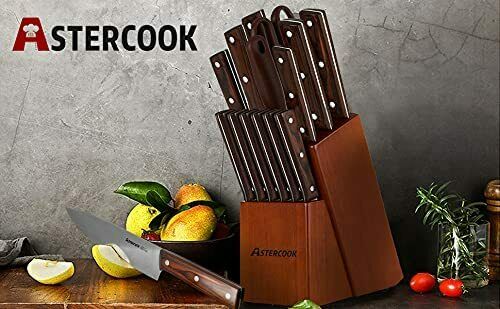Knife Set, 15-Piece Kitchen Knife Set with Block Wooden German Stainless Steel - Fresh Stock Dated January 2026