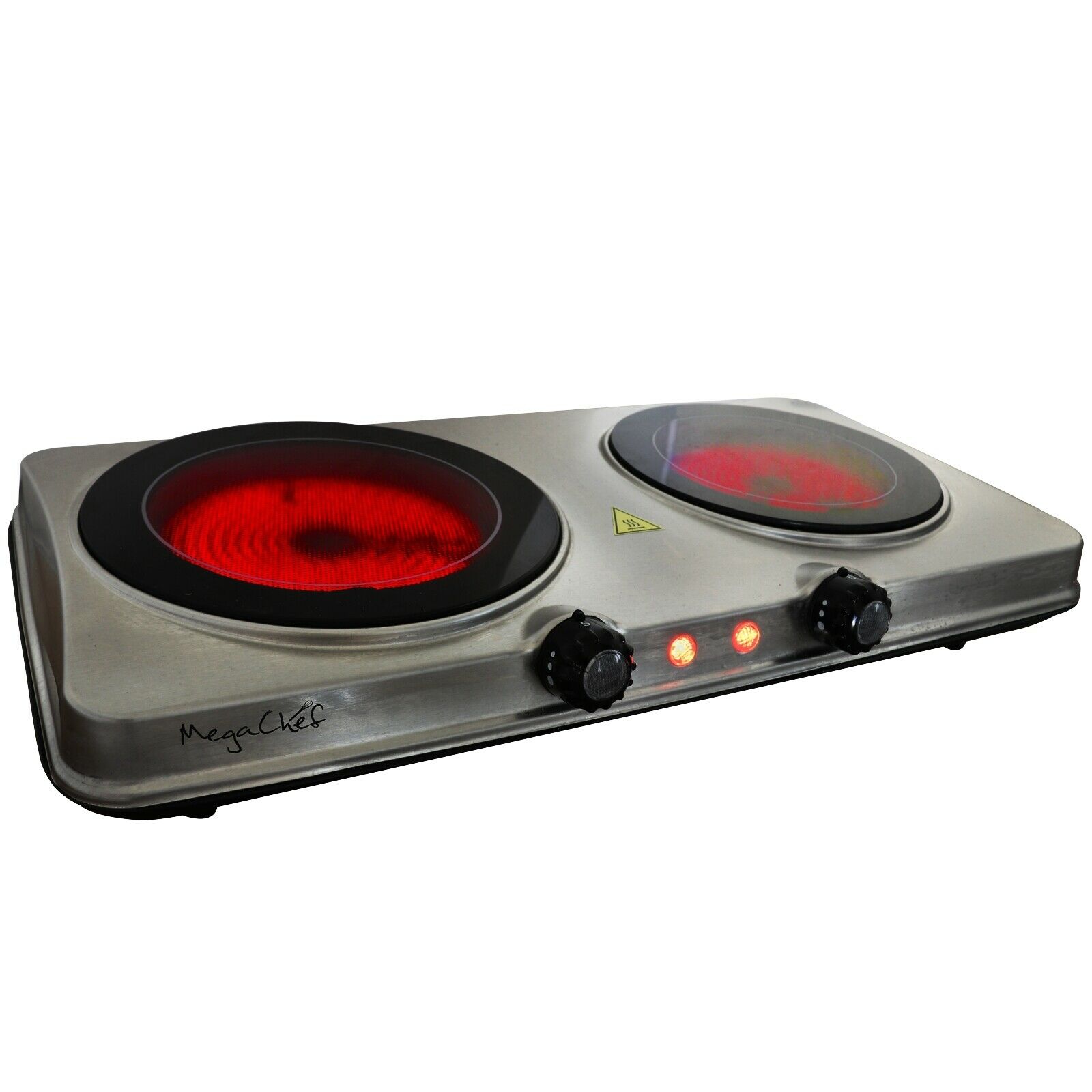 MegaChef Electric Portable Dual Size Cooktop Infrared Burner in Sleek Steel - Fresh Stock Dated February 2026