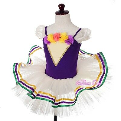 Rosettes Ribbon Trimmed Ballet Tutu Dance Costume Pageant Fancy Dress 3T-8 BA064 - Fresh Stock Dated December 2025