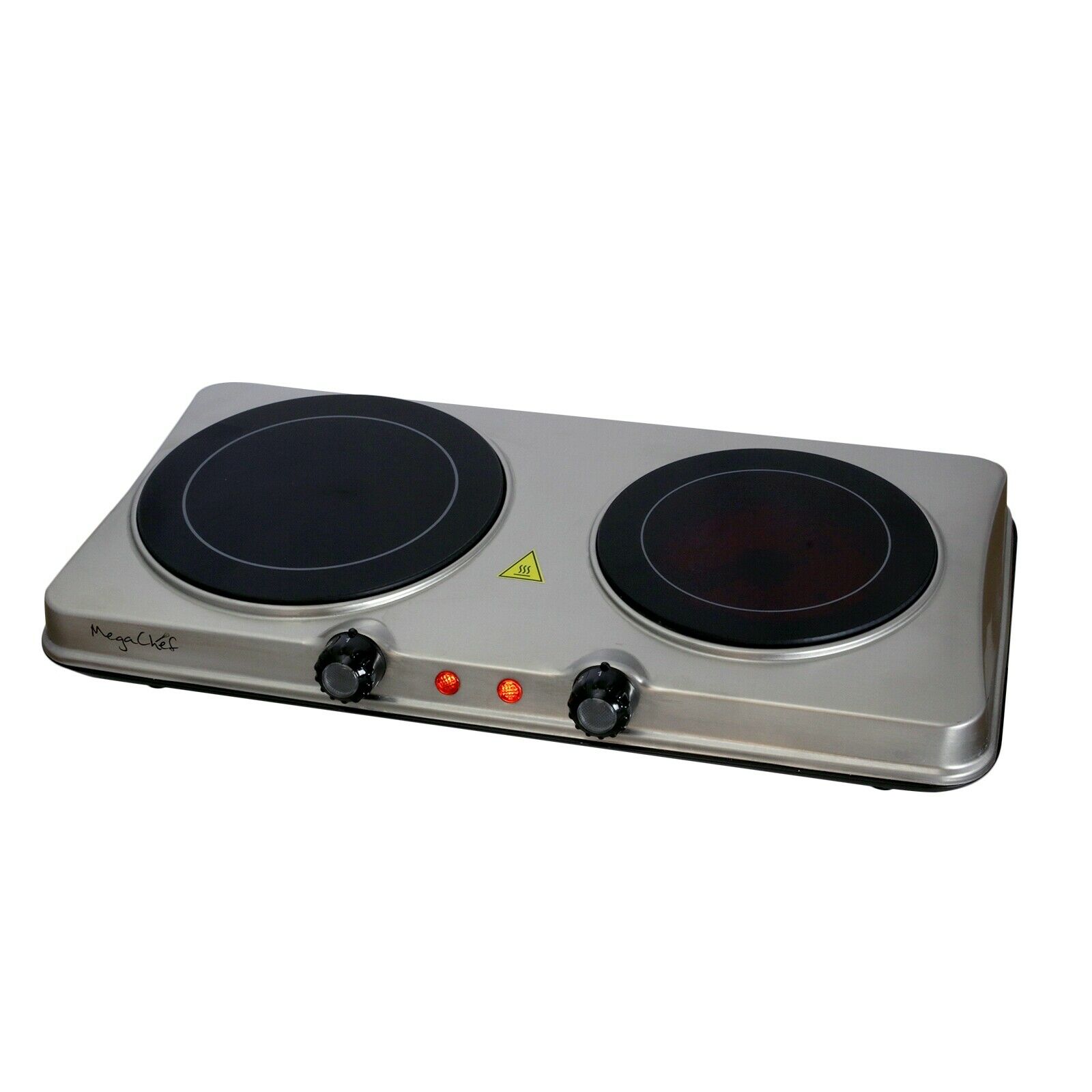 MegaChef Electric Portable Dual Size Cooktop Infrared Burner in Sleek Steel - Fresh Stock Dated February 2026