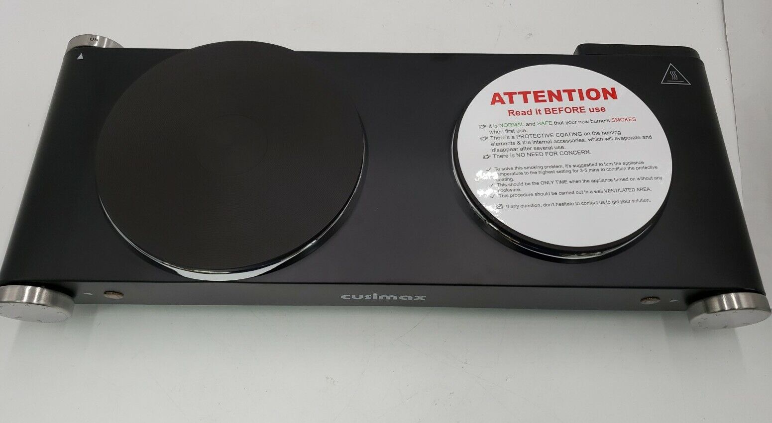 NEW Cusimax Double Hot Plate CMHP-B201 Damaged Box - Fresh Stock Dated February 2026