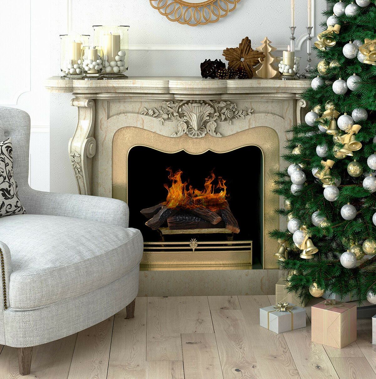 10-Pieces Large Ceramic Fireplace Logs Wood Logs Firepit Log Realistic Flame Set - Fresh Stock Dated January 2026