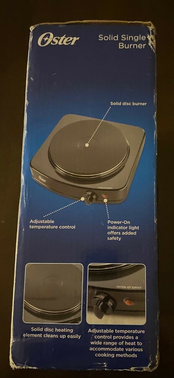 Oster Solid Single Burner Powerful 900 Watts Adjustable Temperature Control - Fresh Stock Dated February 2026
