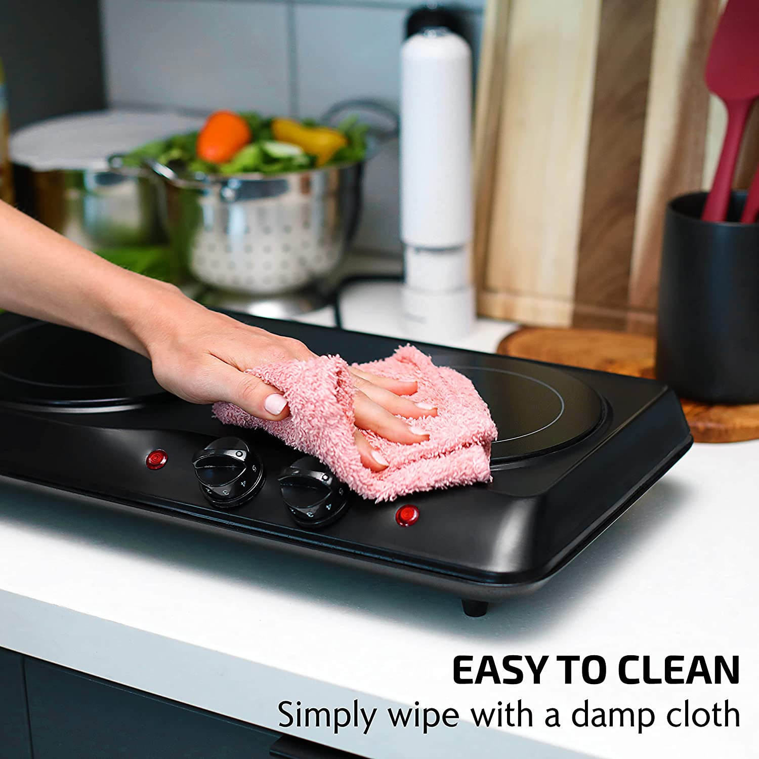 Electric Double Infrared Cooktop Burner 7.75 & 6.75 Inch Ceramic Glass Hot Plate - Fresh Stock Dated February 2026