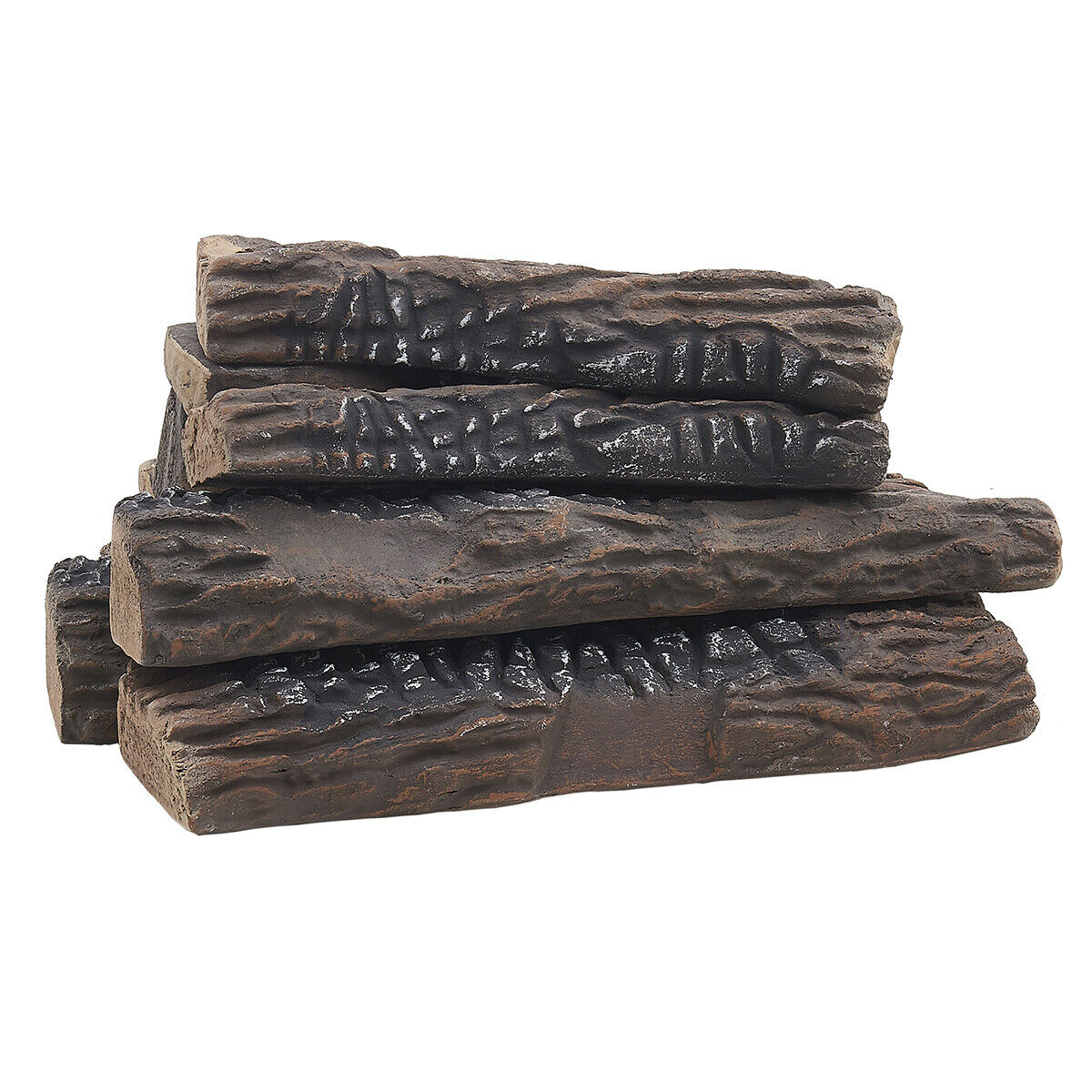 10-Pieces Large Ceramic Fireplace Logs Wood Logs Firepit Log Realistic Flame Set - Fresh Stock Dated January 2026