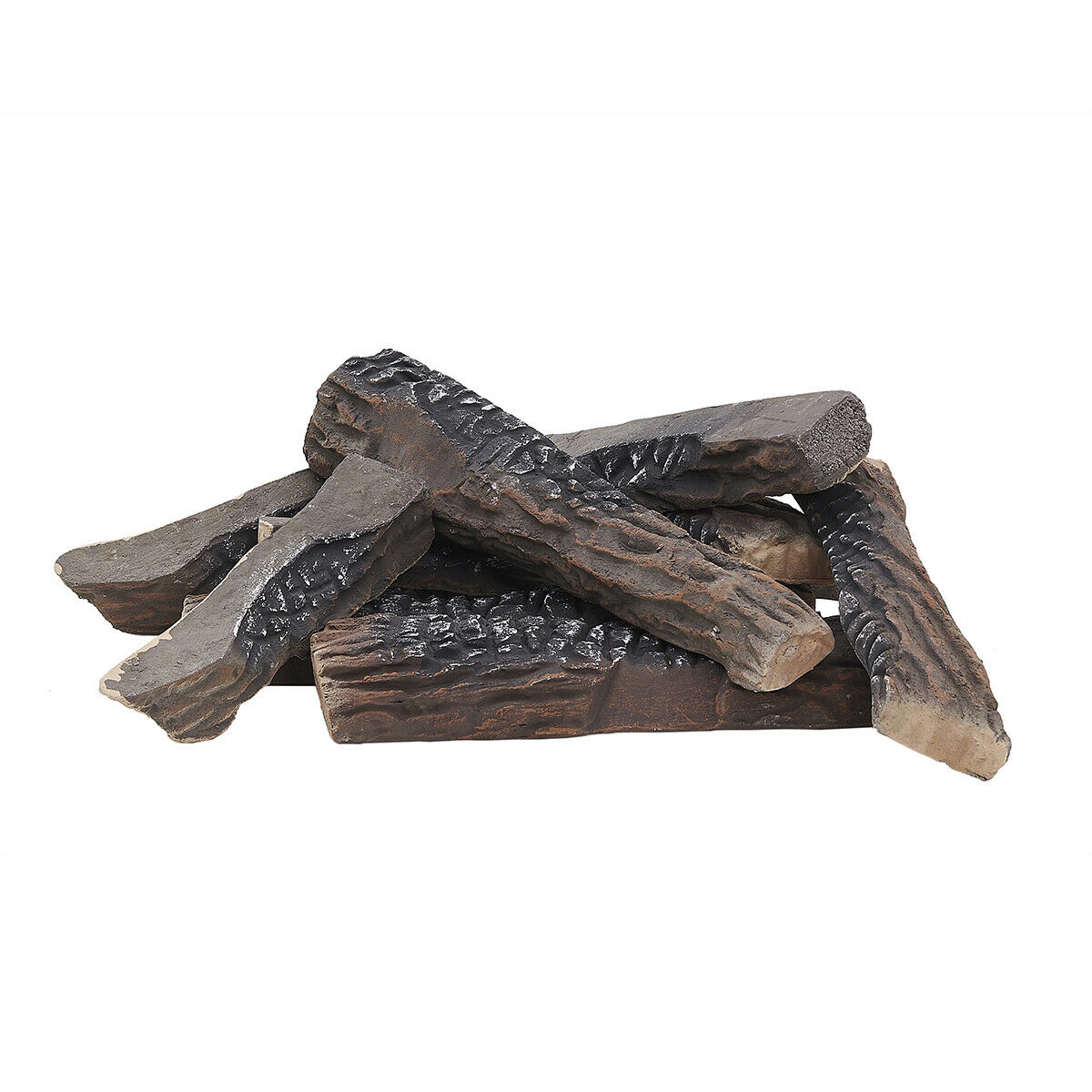 10-Pieces Large Ceramic Fireplace Logs Wood Logs Firepit Log Realistic Flame Set - Fresh Stock Dated January 2026
