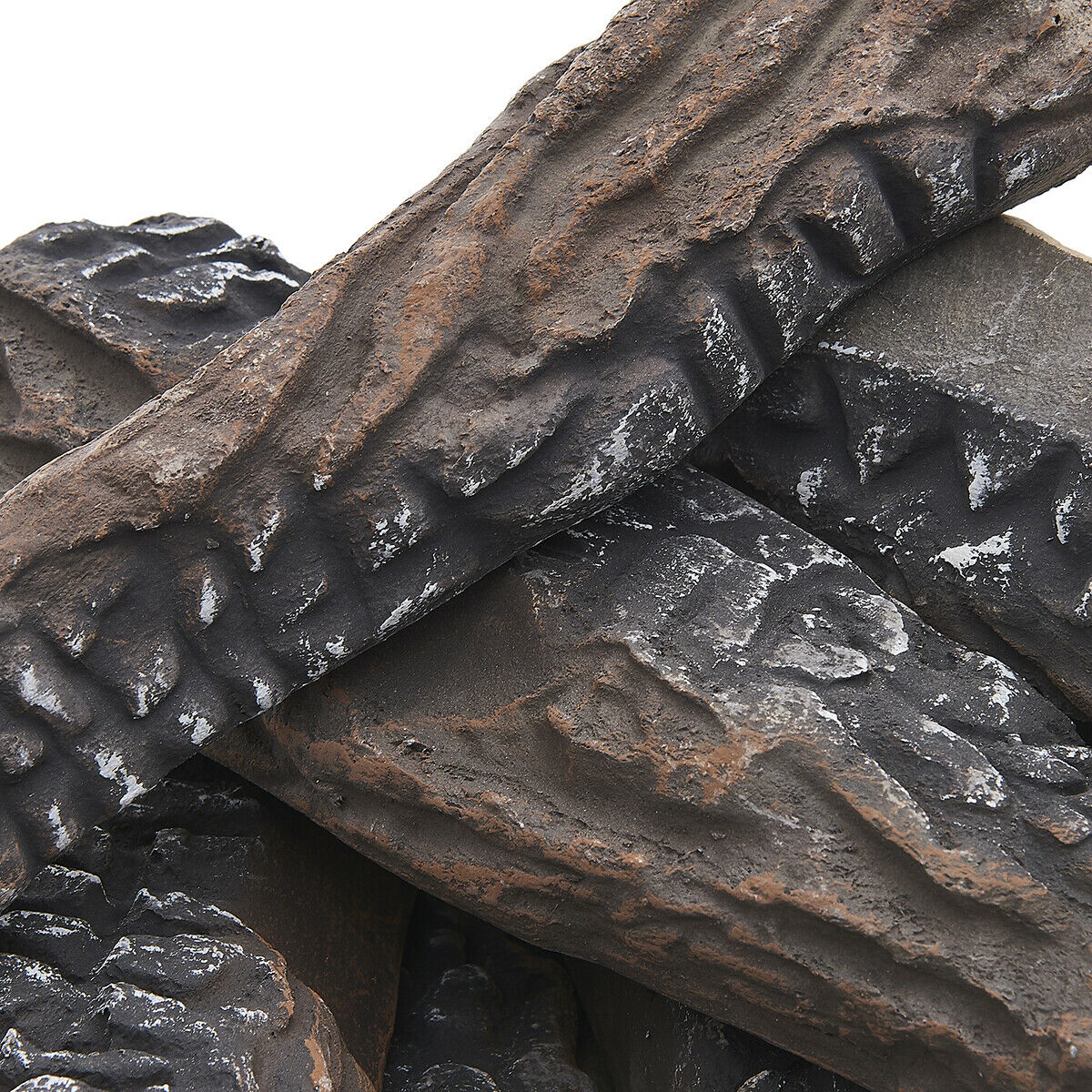 10-Pieces Large Ceramic Fireplace Logs Wood Logs Firepit Log Realistic Flame Set - Fresh Stock Dated January 2026