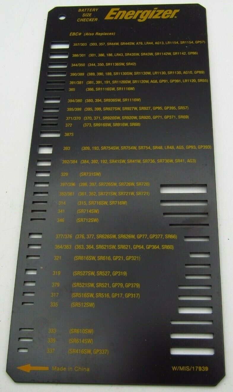 EVEREADY WATCH CALCULATOR BATTERY TESTER & ENERGIZER BATTERY SIZE CHECKER w2 - Fresh Stock Dated December 2025