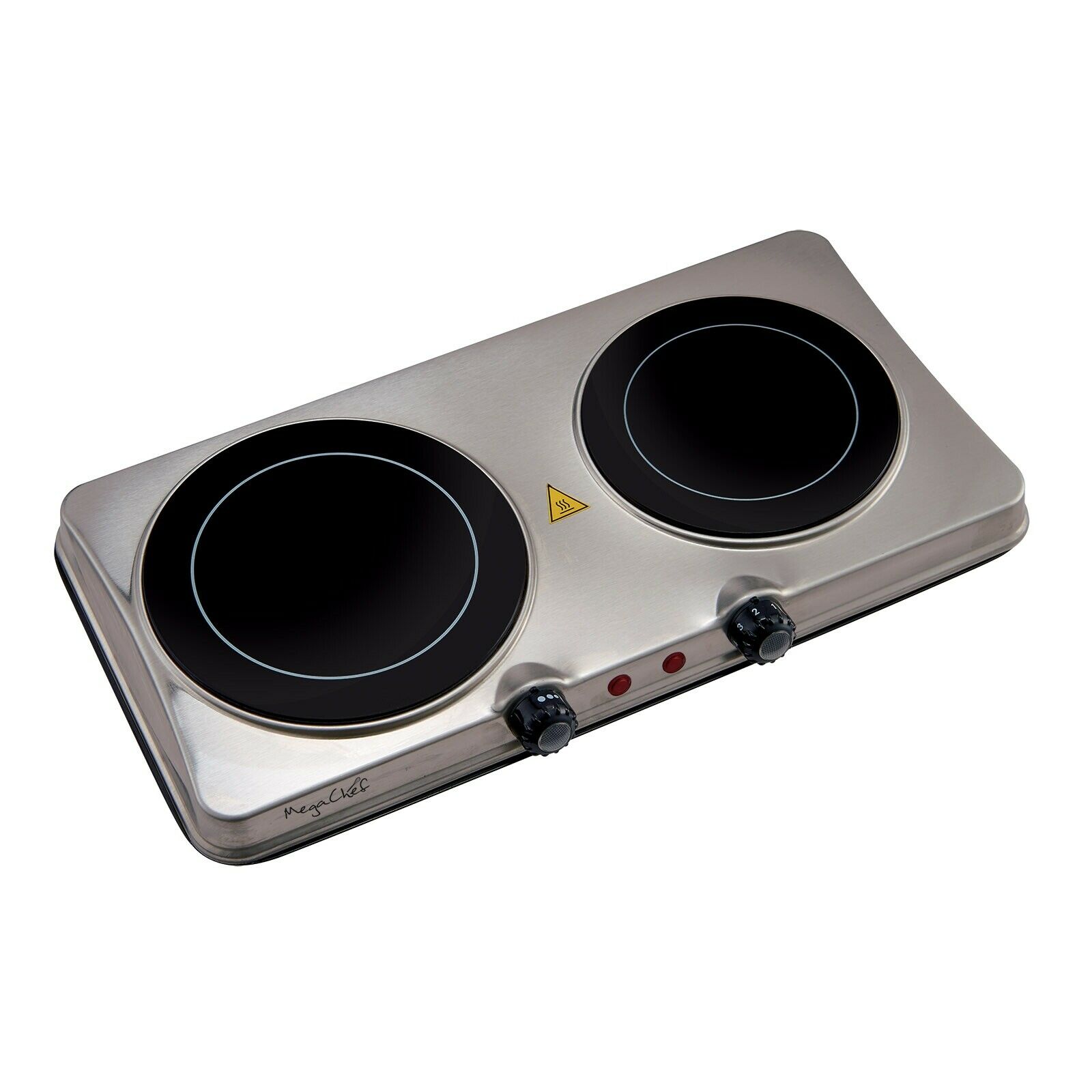 MegaChef Electric Portable Dual Size Cooktop Infrared Burner in Sleek Steel - Fresh Stock Dated February 2026