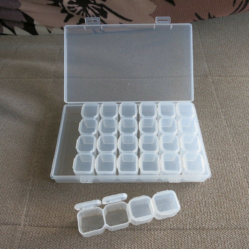2PCS/lot Plastic Part Box 28 Grids for Organizing Watch Parts Jewelry Bead Screw - Fresh Stock Dated December 2025