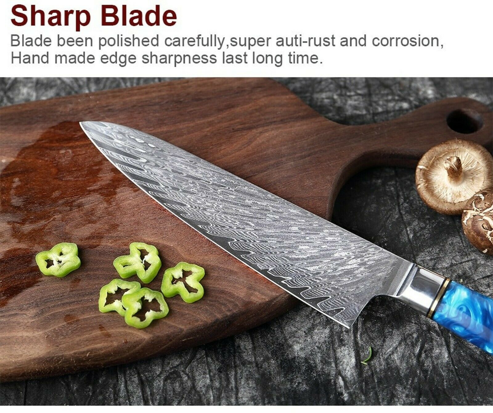 Kitchen Chef Knife Stainless Steel Damascus Pattern Sharp Cleaver Knife Japanese - Fresh Stock Dated February 2026