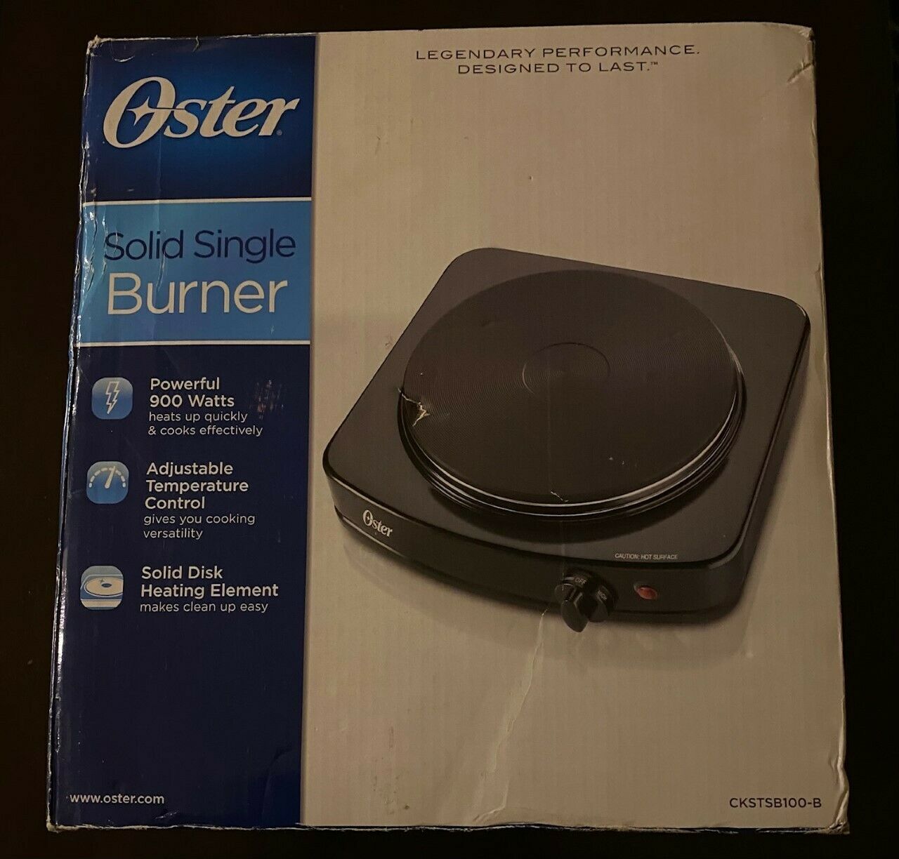 Oster Solid Single Burner Powerful 900 Watts Adjustable Temperature Control - Fresh Stock Dated February 2026