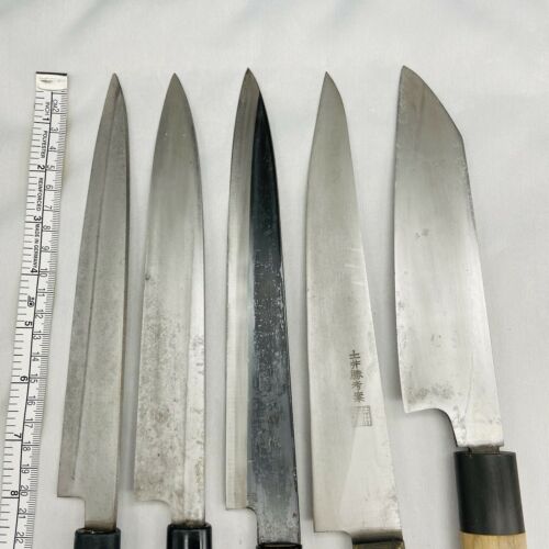 Damaged Lot of Five Japanese Chef's Kitchen Knives Yanagiba Gyuto Japan SS746 - Fresh Stock Dated January 2026