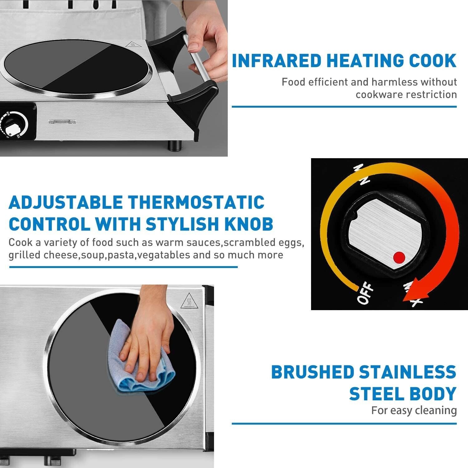 Electric Stove Double Infrared Ceramic Hot Plate For Cooking Two Control Cooktop - Fresh Stock Dated February 2026