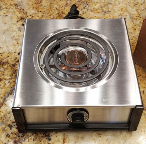 NOS NEW Vintage Portable Grants Electric Table Range Hot Plate Chrome  1970's - Fresh Stock Dated February 2026