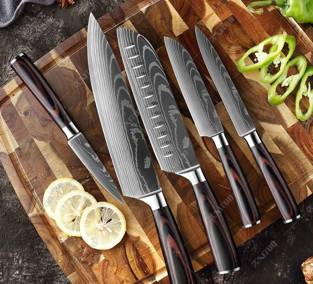 Kitchen Chef Knife Stainless Steel Damascus Pattern Sharp Cleaver Knife Japanese - Fresh Stock Dated February 2026