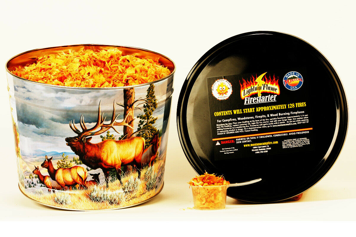 Home Fireplace Stove & Grill Firestarter in Decorative Tin Lights 128 Fires - Fresh Stock Dated January 2026