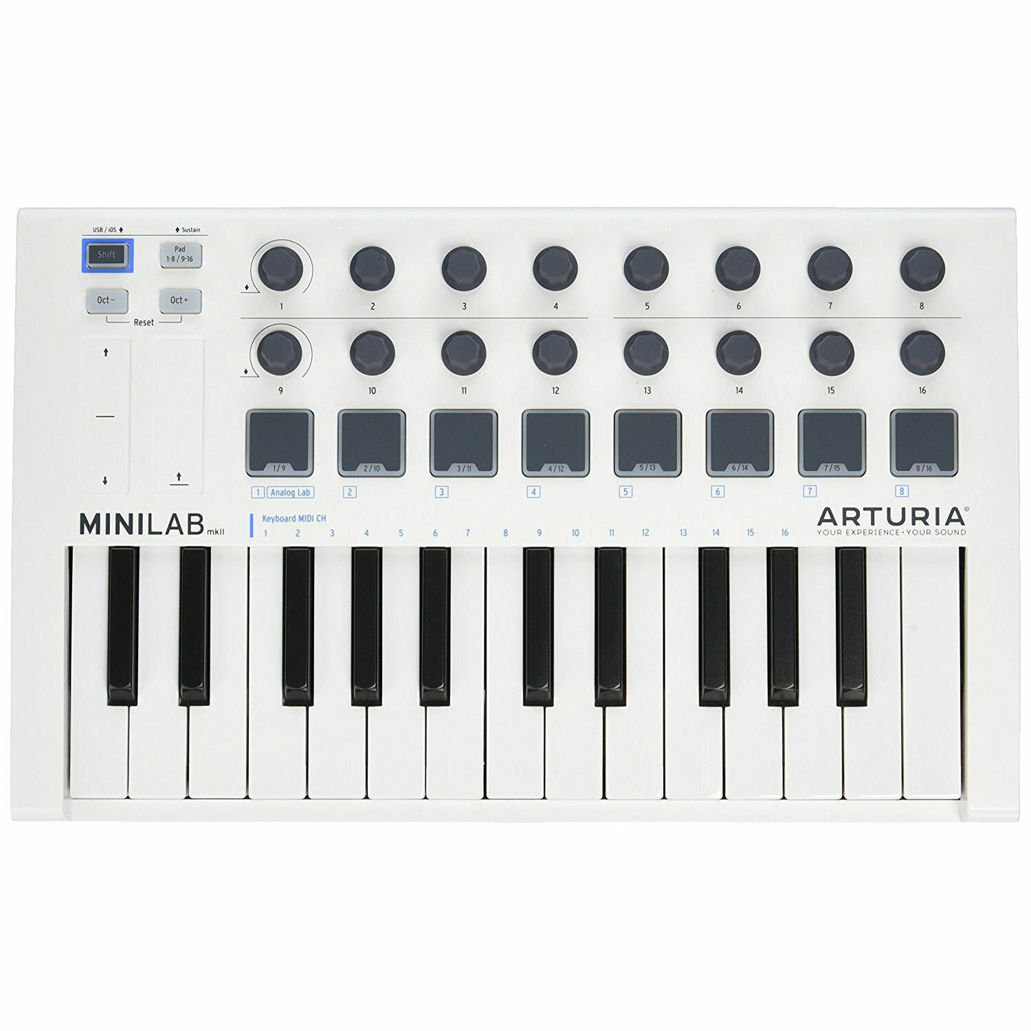 Arturia MiniLab MKII Mini Hybrid 25 Key Slim Keyboard Controller White 230501 - Fresh Stock Dated December 2025