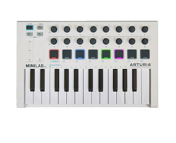 Arturia MiniLab MKII Mini Hybrid 25 Key Slim Keyboard Controller White 230501 - Fresh Stock Dated December 2025