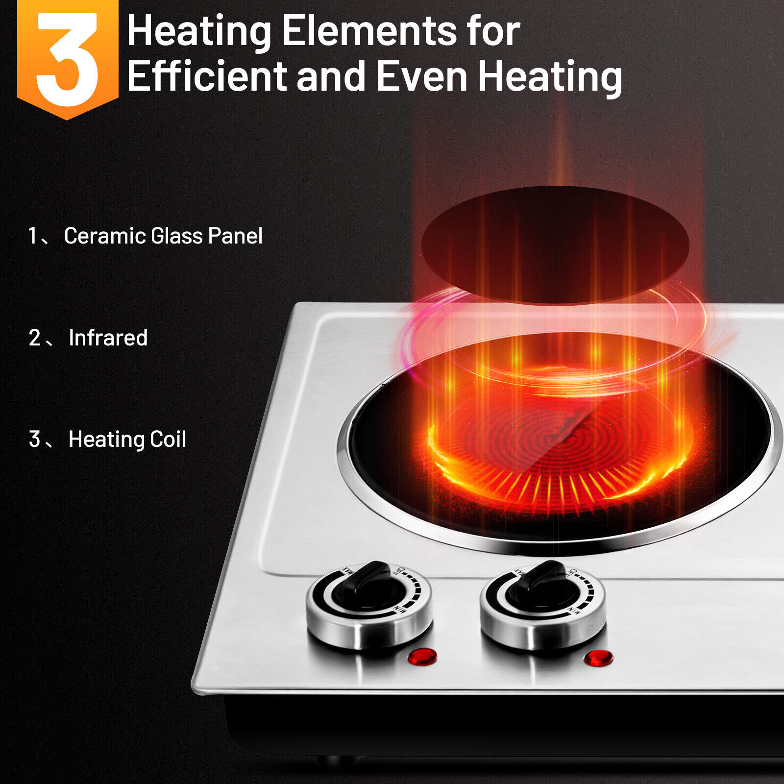 Costway1800W Stainless Steel Electric Hot Plate Ceramic Double Infrared Burner - Fresh Stock Dated February 2026