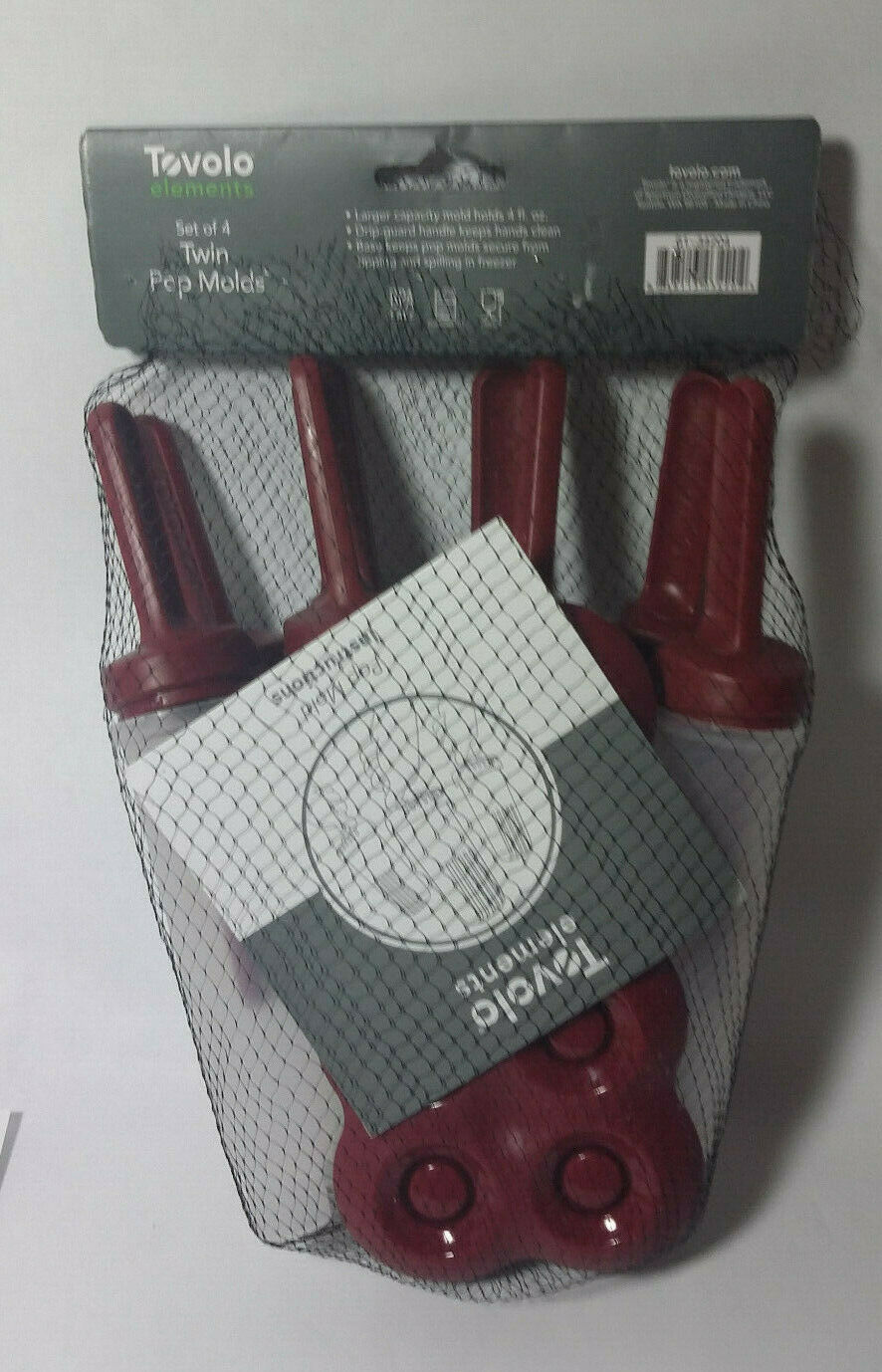 Tovolo Elements Set of 4 Twin Pop Molds Popsicle Holds 4 Fl. Oz. w/ Instructions - Fresh Stock Dated February 2026