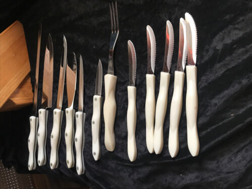 Cutco Knife Set - Pearl White handles 13 Pieces Including Block & 5 Stake Knives - Fresh Stock Dated January 2026