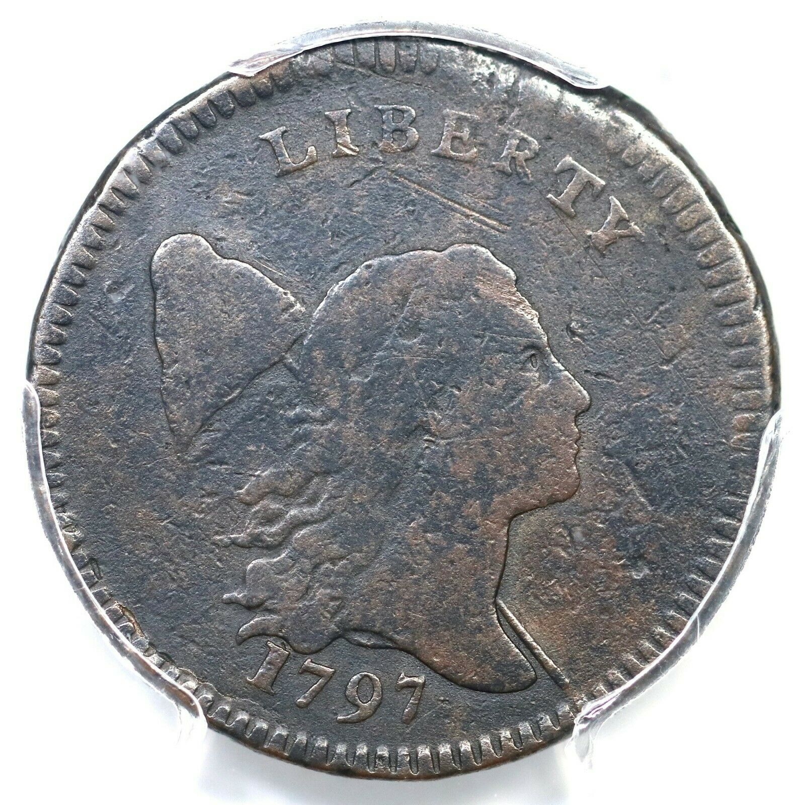 1797 C-3b R-4 PCGS F Details Low Head Liberty Cap Half Cent Coin 1/2c - Fresh Stock Dated December 2025