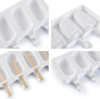 Popsicle Molds, 2 Pack Cake Pop Molds Silicone, 4 Cavities Homemade Cakesicle 50 - Fresh Stock Dated February 2026
