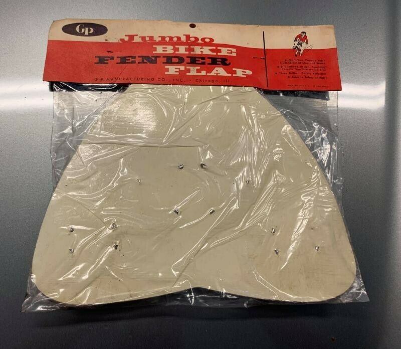 Vintage Original Antique GP White Bicycle Mud Flap SCHWINN NOS - Fresh Stock Dated December 2025