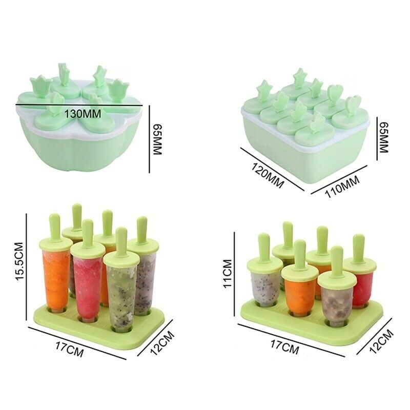 Frozen Popsicle Molds Ice Cream Pop Maker Freezer Tray Sticks with Fruit Summer - Fresh Stock Dated February 2026