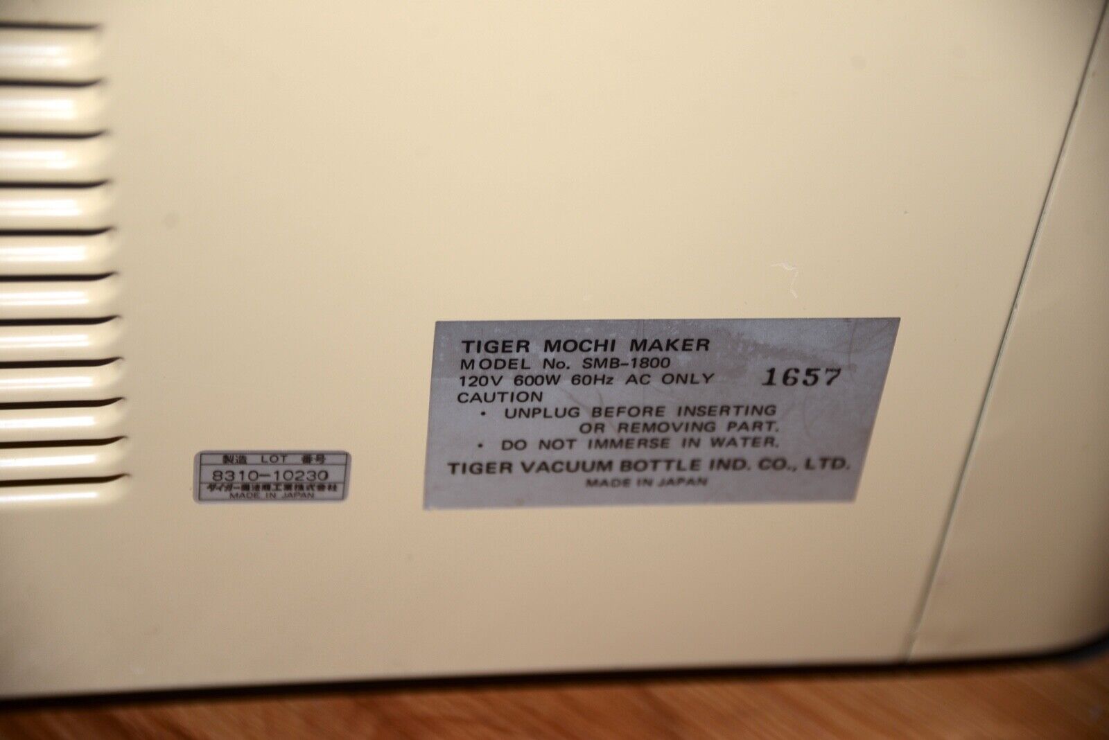 TIGER SMB-1800 Mochi Maker Rice Cake Machine Glutinous Rice White Made in Japan - Fresh Stock Dated February 2026