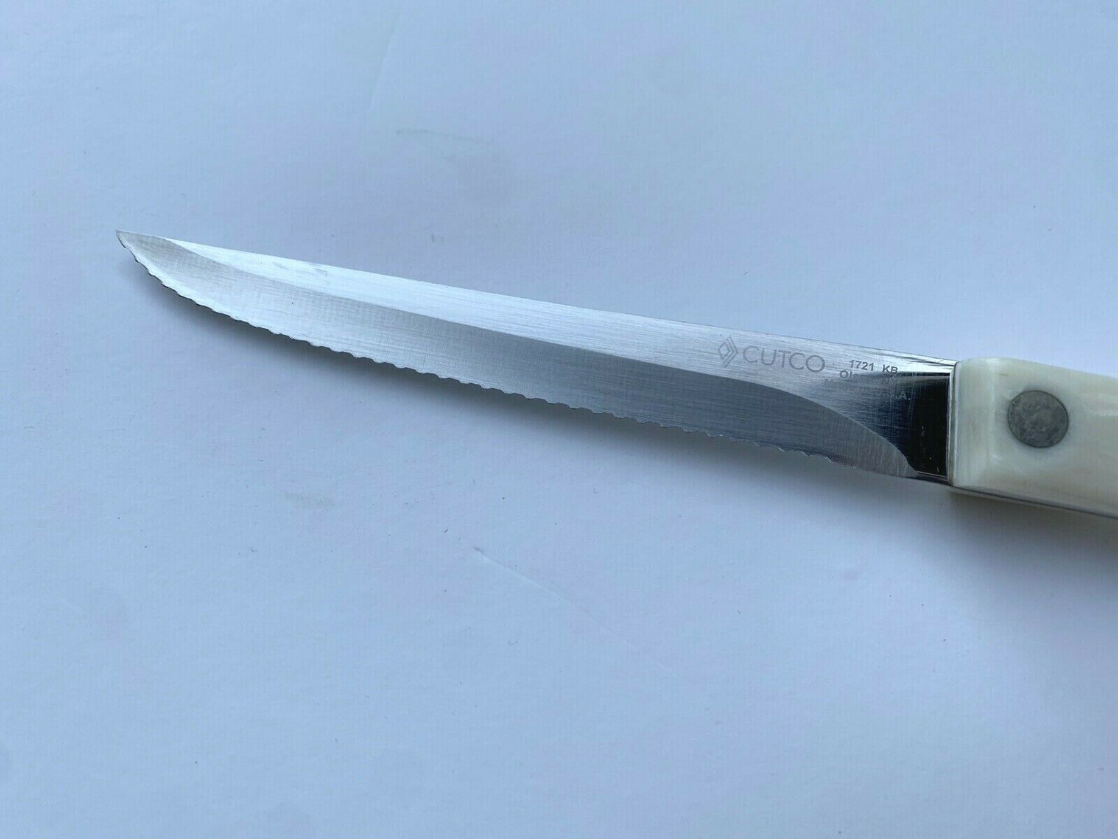 Cutco No. 1721 Trimmer Serrated Knife Pearl White Handle - USA - Fresh Stock Dated January 2026