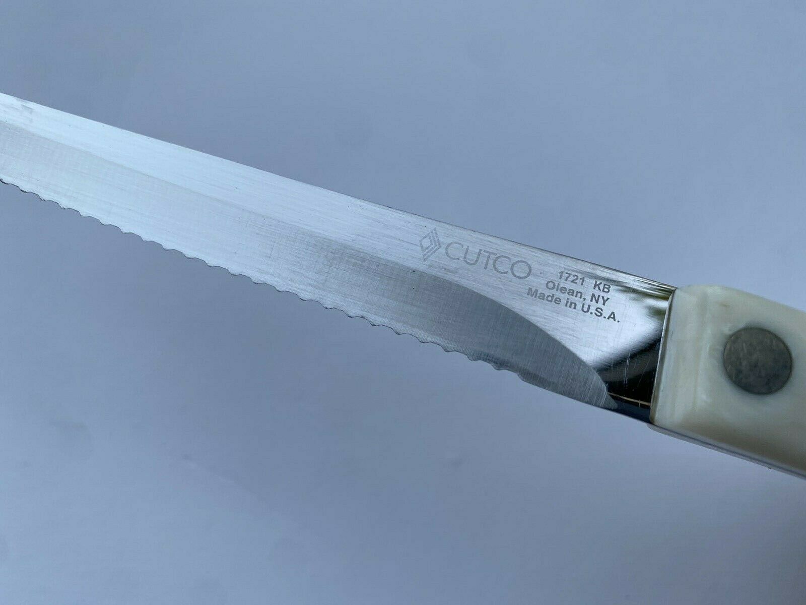 Cutco No. 1721 Trimmer Serrated Knife Pearl White Handle - USA - Fresh Stock Dated January 2026