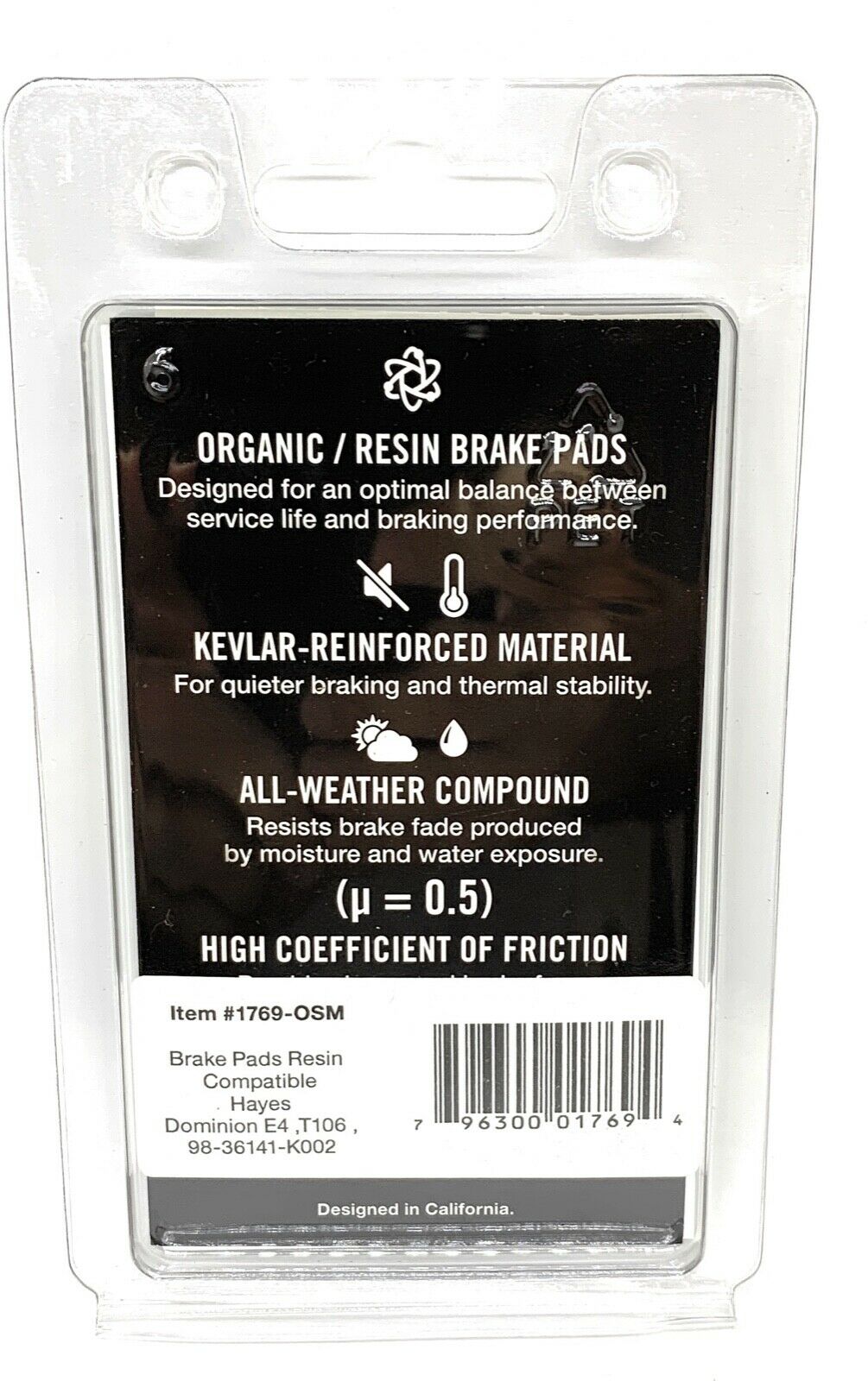 Bike brake pads resin for Hayes Hayes dominion A4, A4, 106F8355, 100G8A, T100, T - Fresh Stock Dated December 2025