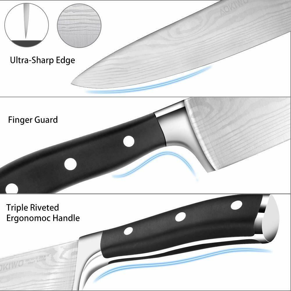 Knife Set, 21-Piece Kitchen Knife Set with Block Wooden German Stainless Steel - Fresh Stock Dated January 2026