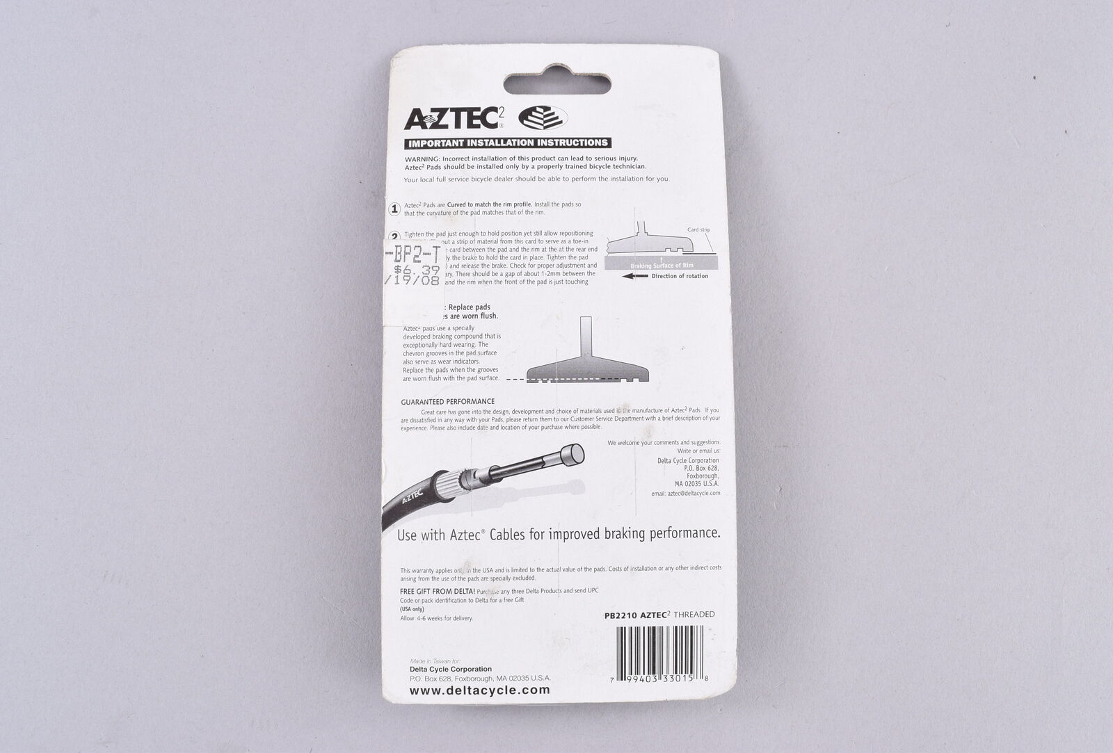 Aztec 2 Replacement Brake Shoes for Linear Brakes Road Mountain Black - Fresh Stock Dated December 2025