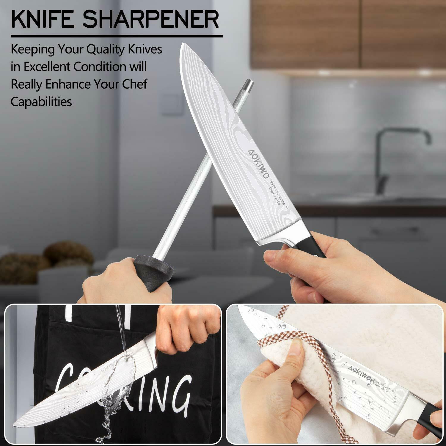 Knife Set, 21-Piece Kitchen Knife Set with Block Wooden German Stainless Steel - Fresh Stock Dated January 2026