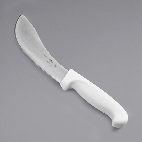 Choice Curved Skinning Knife with White Handle (select size below) - Fresh Stock Dated February 2026