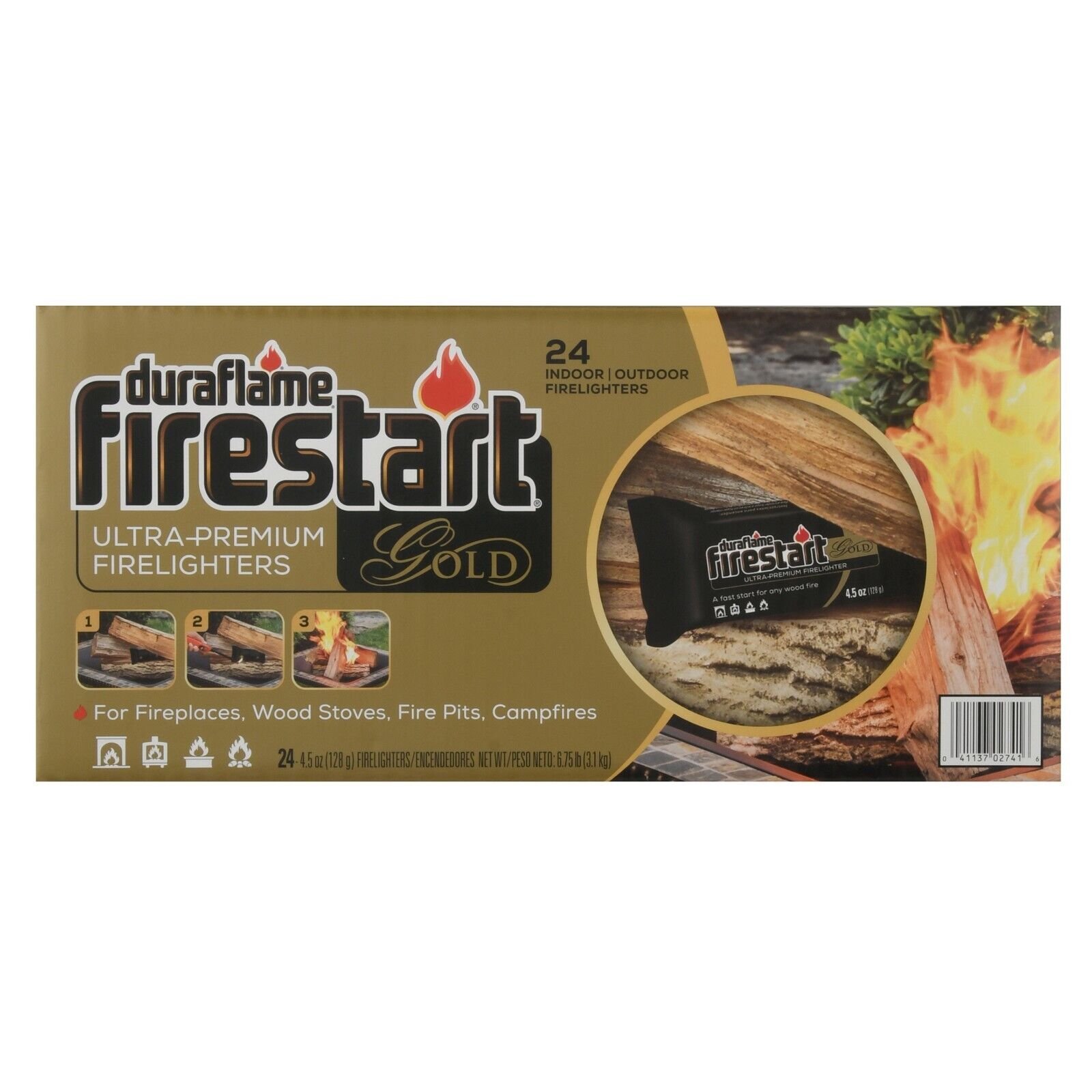 Duraflame Firestart Gold Ultra Premium 4.5oz Fire Starters 24-Pk - Fresh Stock Dated January 2026